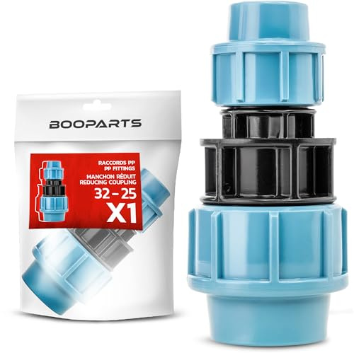 BOOPARTS Raccord Droit Réduit Ø32-25 mm | Manchon Polypropylène pour Tube PE | Arrosage, Plomberie, Irrigation