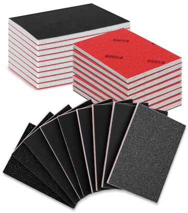 18Pcs Fine Sanding Sponge Set 800-1000/1200-1500/2000 Grit Wet and Dry Sanding Pads, Washable & Flexible Polishing Sponge for Final Smoothing and Finishing on Wood, Metal, Paint, Auto Body
