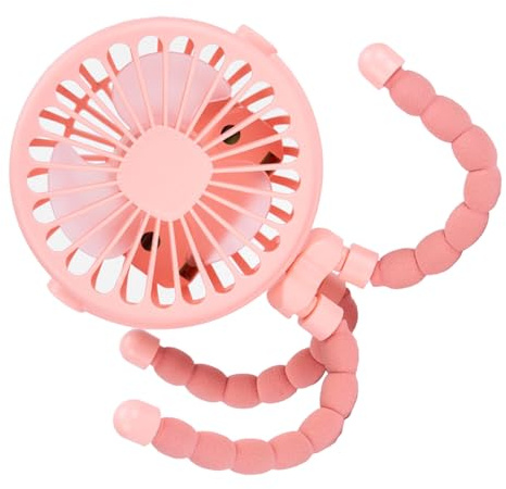 SEAFRONT Tragbarer Kinderwagenventilator, Batteriebetriebener Ventilator, Leiser Persönlicher Ventilator mit Flexiblem Stativ für den Einsatz Im Auto, Kinderbett und Im Freien (PINK)