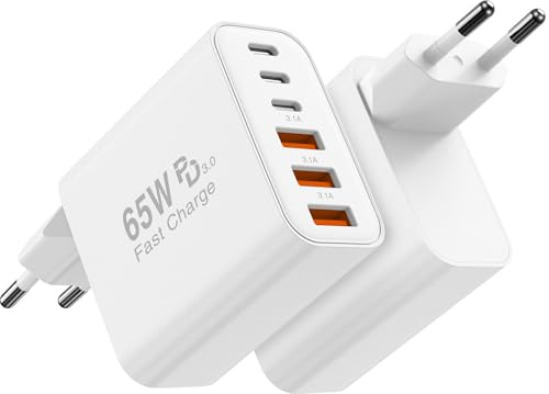 6 Port Chargeur USB C, Total 65W Prise Chargeur USBC USB Rapide pour iPhone 17 16 15 14 13 12 11 Pro Max X XS XR,Multiple Secteur Type C Adaptateur 25W(Max) pour iPad,pour Galaxy S26 S25 S24