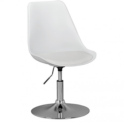 AMSTYLE Korsika, Drehsessel Esszimmerstuhl Kunstleder-Sitzfläche in Weiß, Drehstuhl ist höhenverstellbar, Drehhocker mit Rückenlehne, Besucherstuhl mit Schalensitz