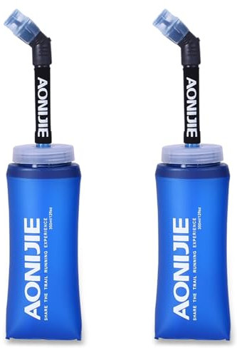TRIWONDER Gourde Souple Pliable Flasque Running avec Longue Paille Bouteille d'eau Souple Poche Hydratation Réservoir d'eau Flacon pour Sport Utilisation en Extérieur (350 ML - 2 Pièces)