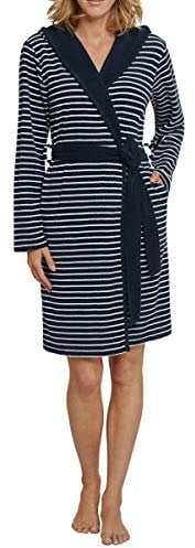 Schiesser Damen Bademantel, 95cm Bademantel, Blau (Nachtblau 804), 36