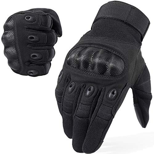 WTACTFUL Taktische Handschuhe Einsatzhandschuhe Tatical Gloves Herren Vollfinger Touchscreen Gilt für Kletter Radfahren Motorrad Jagd Motorradhandschuhe Geländewagen Arbeits Schwarz L
