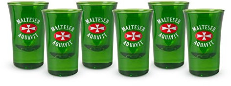 Schleuderhannes 6 Stück original Malteserkreuz Aquavit Shotglas Shotgläser 2cl Gläser