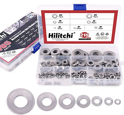 Hilitchi 215-Pcs [M3 - M12] Metric 304 Stainless Steel Belleville Spring Washer Assortment Set