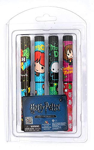 HARRY POTTER Lot de 4 stylos à bille A, multicolore, 2,5 cm, comprend 4 stylos dans un emballage en plastique à clapet