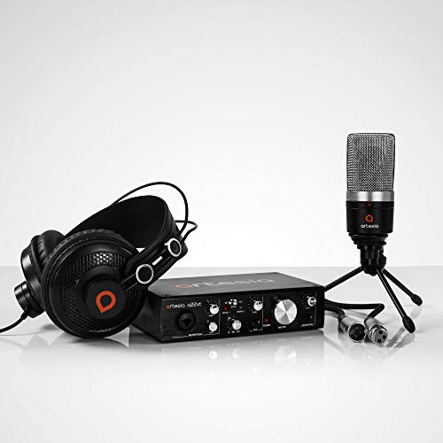Artesia ARB-4 Recording Bundle - Professional 24-bit USB Audio Interface with Studio Monitor Headphones+ Cardioid Condenser Microphone + Desktop Headphone Hanger + Mic Cable + Bitwig studio 8