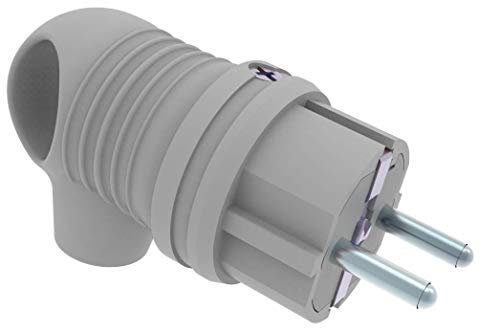 AW-Tools Schuko Schutzkontakt Gummi Winkelstecker IP44 16A 250V grau mit Griff