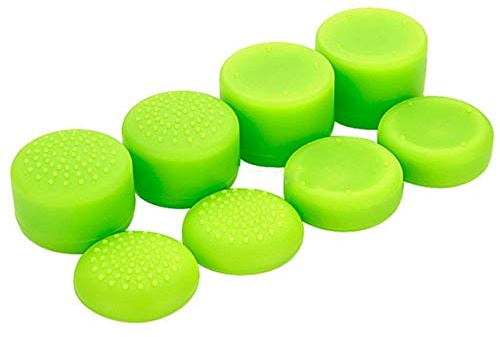 8 Pcs Heightened Soft Silicone Anti-Slip Analog Joystick Thumb Grip Stick Cap Cover Case Skin Skid Heighten for Playstation 4 PS4 PS3 Xbox Controller (Green)