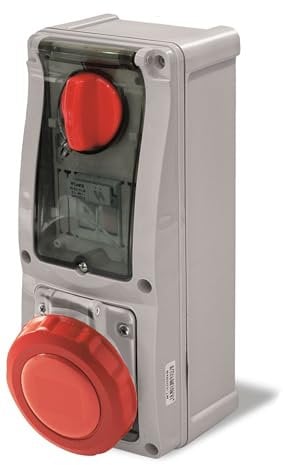 Presa interbloccata verticale con portafusibili 16A 3P+N+T - ROSSA