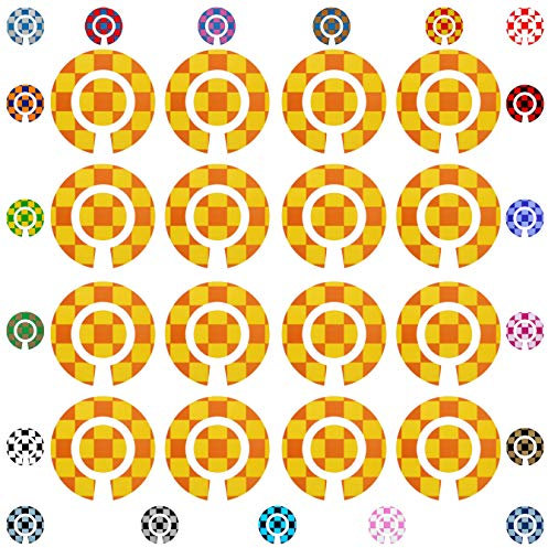Acclaim Lawn Bowls Identification Stickers Markers Standard 5.5 cm Diameter 4 Full Sets of 4 Self Adhesive Large Check Two Colour (Orange/Yellow)
