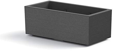 Generico FIORIERA Vaso Rettangolare MATHERIA Colore Antracite in plastica con Ruote 80CM VECA AMDGarden