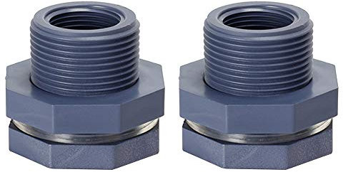 XHXseller 2 pz 3/4 di pollice PVC pioggia barile giardino Spigot Kit Kit paratia montaggio adattatore per acquari, serbatoi acqua, vasche, piscine, paratia serbatoio acqua connettore PVC passante