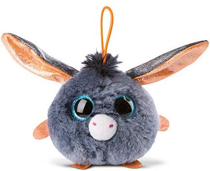 NICI 46873 NICIdoos BallBies Esel mit Loop 9 cm – Kuscheltier Esel für Kinder & Erwachsene ab 3 Jahren – Flauschiges Schmusetier mit großen Glitzeraugen zum Spielen, Sammeln & Kuscheln