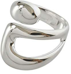 JIABA Adjustable Sterling Silver Rings 925 Double Lines Shape Personality Ring Fine Jewelry for Women Party Accessories