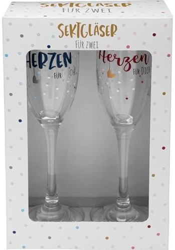 Secco Glas Set Von Herzen für Dich: Sektgläser für zwei