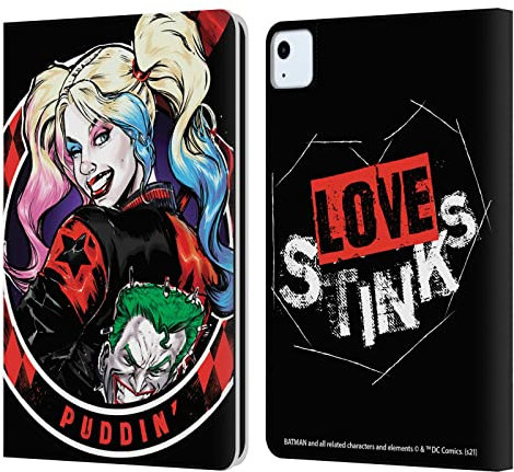 Head Case Designs Licenciado Oficialmente Batman DC Comics Puddin Harley Quinn Gráficos Carcasa de Cuero Tipo Libro Compatible con Apple iPad Air 2020/2022