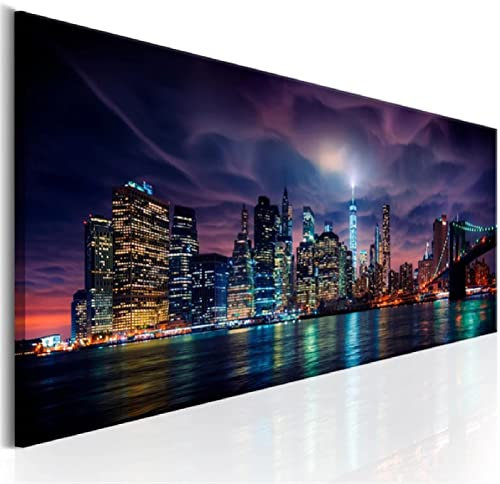 Diamond Painting New York dunkle Stadt, 5D Diamant Painting Bilder Set, DIY Diamond Painting Vollbohrer, Groß Diamant Painting für Erwachsene Kinder, Mosaikherstellung Leinwand Wanddekoration 50x100cm