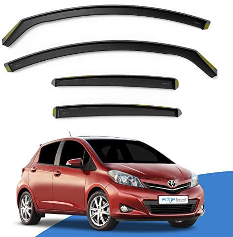 EdgeVisors Wind Deflectors Toyota Yaris MK3 5Dr Hatchback 2011-2020 4pc | In-Channel Rain Guards & Accessories, Deflect Rain & Wind, Fresh Airflow, Tinted, Easy Install