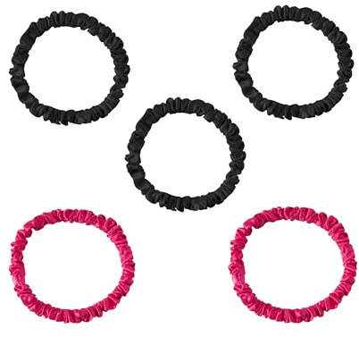 Townssilk Silk Skinnie Haargummis, 100% reine Maulbeerseide, 22 Momme haarfreundlich, luxuriös, elastisch, 5 Haargummis, Farbkombination9