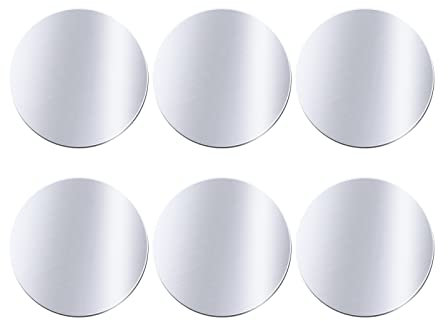 Juspota Metallplatte mit Klebefolie, 6 PCS Metallplättchen Selbstklebend Ersatzplatte Metallplatten, Plättchen für Magnet KFZ Handyhalterung, Ersatzplatten für Handy/Tablet, Silber 6 Runden