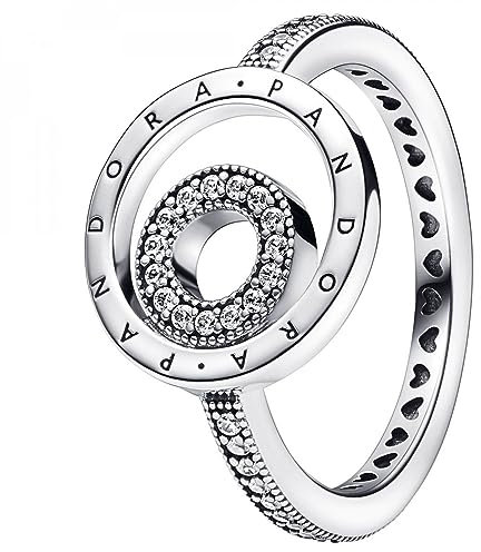 PANDORA Anello Cerchi con Logo e Pavé 192316C01-54