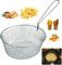 (HoF)® 7/ 8 / 9 Round Frying CHIP PAN Wire MESH Basket with Handle Fryer Strainer Fries (9 INCH)