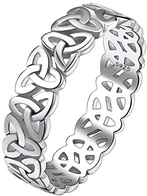 Suplight 925 Sterling Silver Triune Celtic Knot Band Ring, 5mm 8mm Irish Celtic Finger Ring for Women Girls (with Gift Box)