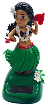 Solar Tanzendes Spielzeug,Asudaro Auto-Armaturenbrett Süßes Dekor Hula-Tänzerin Hawaiian Hula Shaking Head Tänzerin Figur Armaturenbrett Ornament Innenraum Hawaii Party Deko Kinderspielzeug,grün