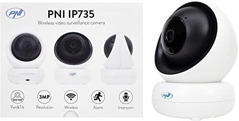 PNI IP735 3Mp überwachungskamera innen, Kamera überwachung innen, überwachungskamera ohne WLAN mit IP P2P Wireless PTZ, microSD-Kartensteckplatz, Steuerung über die Anwendung