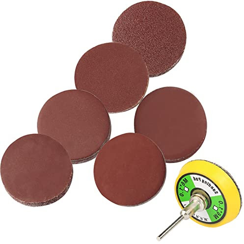 Mesee 60 Stück Schleifscheiben Pad Kit, 50mm (2 zoll) Schleifpapier Klett, mit 3mm Schaft Schleifscheiben Pad Kit Polierpad Adapter für Bohrschleifer, Drehwerkzeuge, 100/240/600/800/1000/2000 Grit