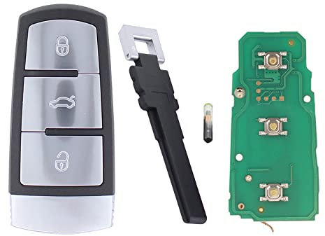 Schlüssel Fernbedienung Autoschlüssel Funkschlüssel 3 Tasten Sendeeinheit 433Mhz Sender ID48 Chip mit elektronische Karte Transponder Gehäuse Fräsen Batterie für Passat B6 CC 2006-2011