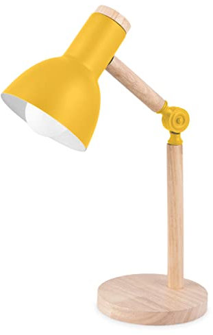EUROSTIL LIGHT APLM468YEL Tischlampe 1x40W E27 Gelb, natur Holz, Metall, Holzfuß, Lampenschirm aus Metall