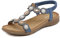 ZOEASHLEY Sandalen Damen Strass Flache Sandaletten Sommer Offene Zehe Zehentrenner Bohemian Flip Flops Blau29 42 EU