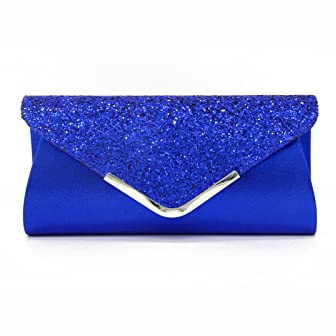 CORIOS Damen Clutch Tasche Envelope Abendtasche Pailletten Henkeltasche Glitzer Hochzeit Brautbörse Glänzend Umhängetasche Elegante Schultertasche für Hochzeit Abschlussball Bankett-Party Blau