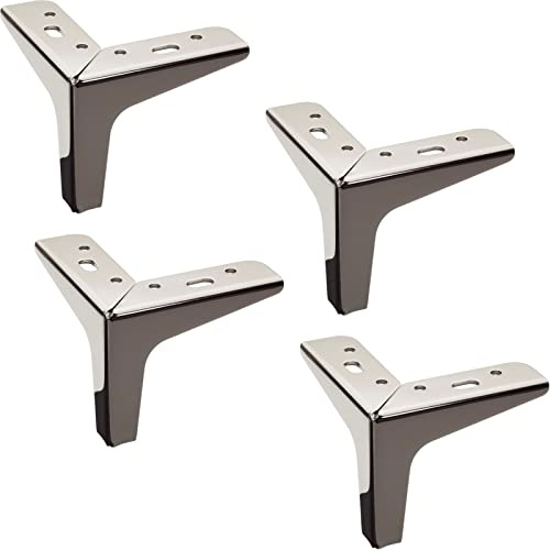 SOTECH 4er Set Möbelfüße Victor-NANNARP 100 mm schwarz verchromt | Vitrinenfüße Winkelfüße Sockelfüße Sofafüße