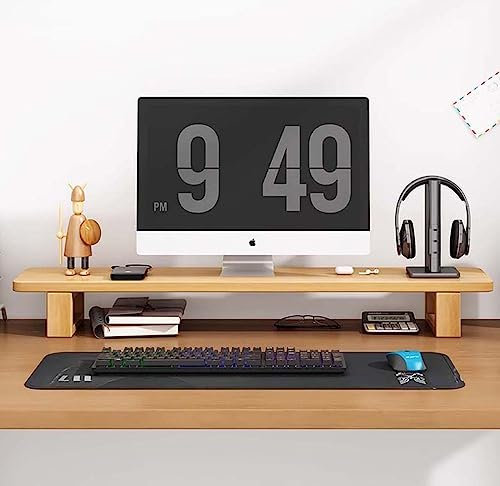 Monitor Stand Vintage Walnut Riser for PC Laptop Computer Screen, 12cm Height Ergonomic Comfort Monitor Stand Holder for Office Home Working, Desk Organiser