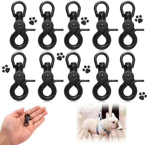 Drehbarer Karabinerhaken Aus Edelstahl, Scherenkarabiner Hunde Gepäckschnalle Drehbar Schwarz, 10 Stücke Karabinerhaken Mit Drehgelenk, Für Hundeleine, Schlüssel, Taschen, Gurtband (Schwarz).