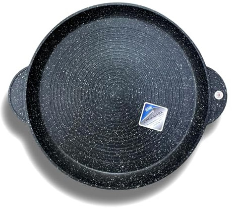Cflagrant® Plancha/Grill/Galetera Redonda Forma Piedra Inducción Revestimiento Antiadherente Greblon C3+ de Tecnología Alemana (LARGE 32CM)