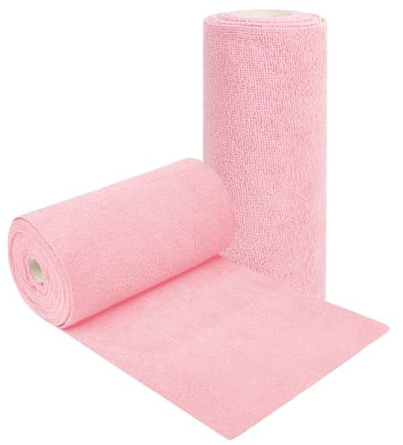 Fililogor Mikrofasertücher 20 Stück pro Rolle, Abreißbare Reinigungstücher, Wiederverwendbare streifenfreie Mikrofaser-Reinigungstücher für Küche, Autos, Glas, Fenster (Rosa)