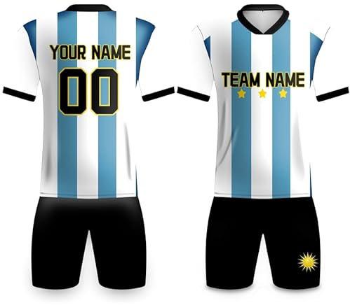 Argentina Football Kits Qatar World Cup Jersey for Children Kids Boy Girls Coustom Team Name Number Football Gifts for Fans Tracksuit White Black