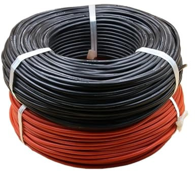 12/10 AWG 4mm2 6mm2 Solar Cable Photovoltaic Wire 1500V Red+Black Cable Tinned Copper XLPE Jacket For PV Panels TUV Certifiction (Color : Black and Red, Size : 1m 6mm2)