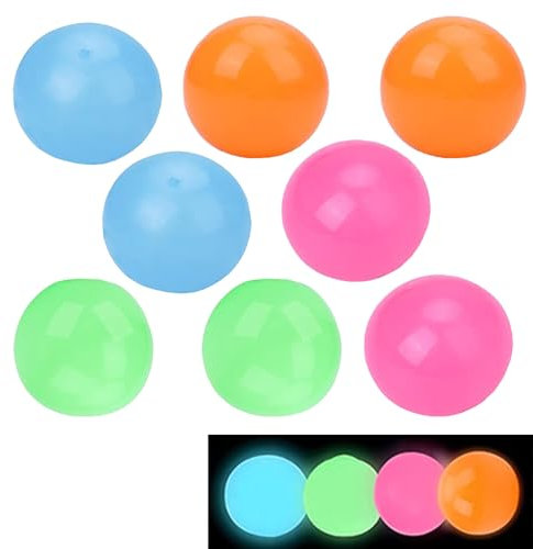 MHDUYEG 8 Stück Luminous Sticky Ball,Anti Stress Bälle,Antistressball Kinder,Stressball Erwachsene,Leuchtend Antistressball,Fluorescent Sticky Wall Ball,Wurfball Spielzeug für Kinder und Erwachsene