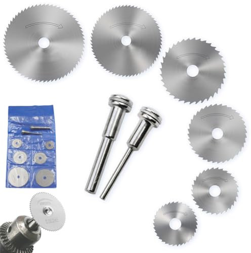 8 Piezas Mini Sierra Circular de Mano,Mini HSS Hojas de Sierra Circular,accesorios de herramientas rotativas Hojas de taladro de disco, para Cortar Madera Plástico Metal Piedra
