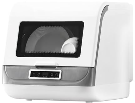 Mini Geschirrspüler,Tragbarer Geschirrspüler mit 4 Programme,Integriertem Wassertank,mit/ohne Wasseranschluss benutzbar,Touch Control,LED Anzeige,für Wohnungen und Camping (High-End-Konfiguration)