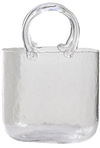 DZGUAI Vase en verre pour sac à main avec bol à poissons, vase à fleurs en forme de sac à main – pour décoration d'intérieur, entrée, bureau, garde (transparent)