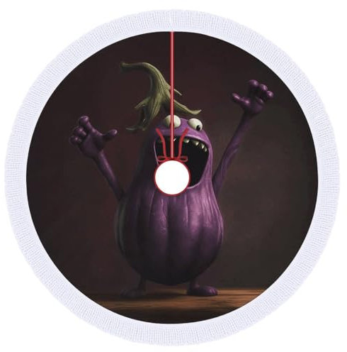 Lila Aubergine Weihnachtsbaum Rock Groß Traditionelle Weihnachtsbaum Matte Teppich 76,2 x 76,2 cm Weihnachtsbaum Ornamente Dekorationen mit Quaste für Weihnachten Urlaub Party Ornament Rustikale