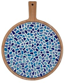 Little Creations Mosaik Bastelset Runde Servierbrett Blau | DIY set Erwachsene Mosaik Bastelset Runde Servierbrett | 39 cm lang en 30 cm breit | Vielseitige Anwendungsmöglichkeiten