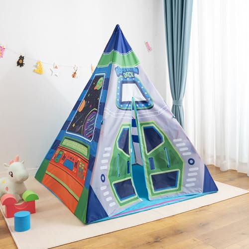 Benebomo Teepee Kinderzelt für drinnen,Tipi Spielzelt Jungen,Zelt Kinderzimmer,Indian Zelt für Kinder,Rakete Zelt Garten Indoor Outdoor,Spielhaus Kinder Indoor